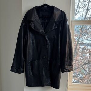Guess Black Leather Trench Coat